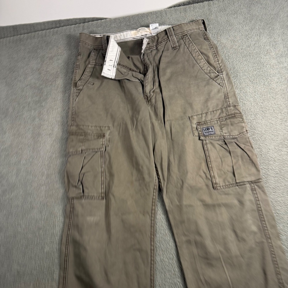 Levis Workwear Loose Straight Cargo Pants Olive Green 33x30 Cotton Utility